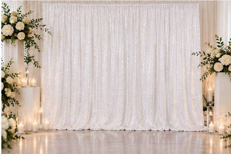 White Sequin backdrop
